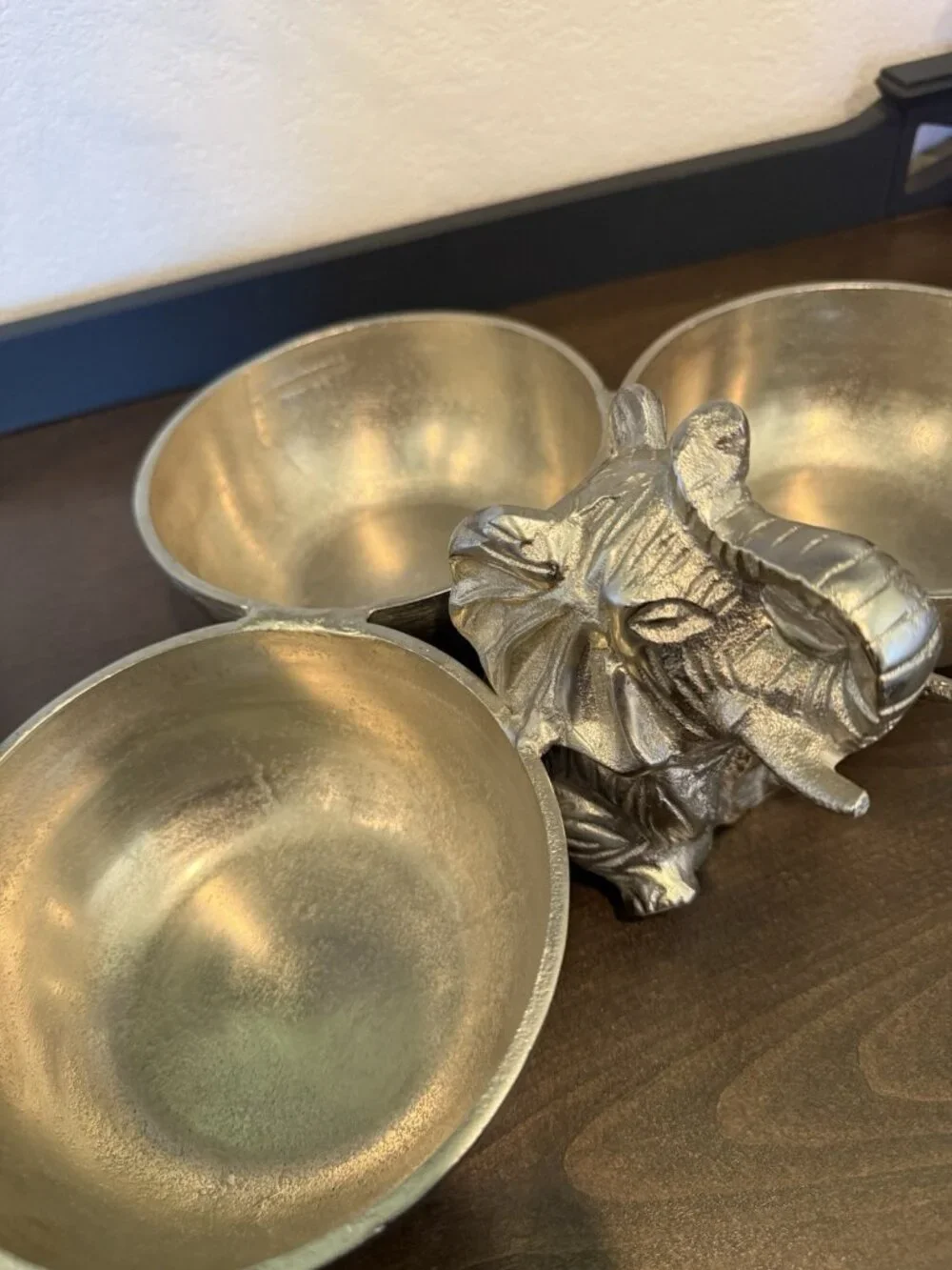 3 Bowl Server Elephant Metal Aluminum by Aspen Home